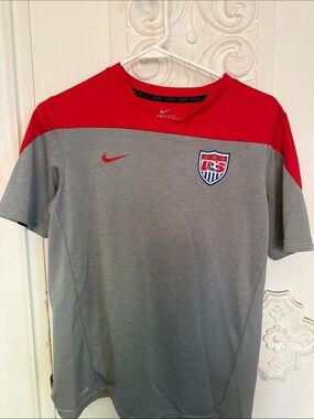 Nike Gray and Red USA Soccer Training Shirt